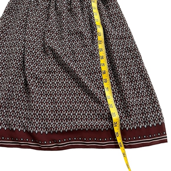 Max Studio Geometric Print Long Sleeve Chiffon Dress Burgundy & Gray Size Medium - Picture 10 of 14